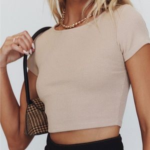 The Classic Cropped Beige Tee